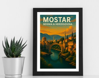 Mostar Bosnia & Herzegovina Print – European Travel Poster (Digital Download)