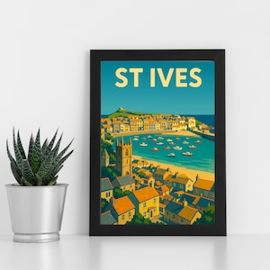 St Ives Digital Print Artwork l Cornwall l Poster, Postkarte, gerahmter Druck, Grußkarte l Portrait