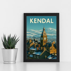 Kendal Digital Print Artwork l Cumbria l Pôster personalizado, cartão postal, impressão emoldurada, cartão comemorativo l Retrato