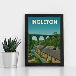 Ingleton Digitaldruck Kunstwerk l Yorkshire l Kundenspezifisches Poster, Postkarte, gerahmter Druck, Grußkarte l Porträt
