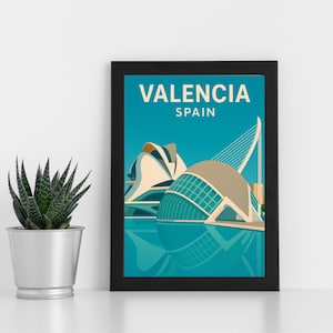 Arte de impressão digital de Valência l Espanha l Pôster personalizado, cartão postal, impressão emoldurada, cartão comemorativo l Retrato