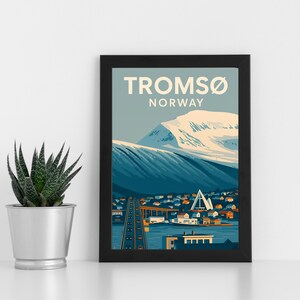 Arte de impressão digital de Tromso l Noruega l Pôster personalizado, cartão postal, impressão emoldurada, cartão comemorativo l Retrato