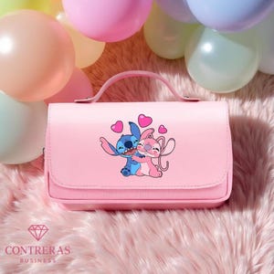 Cute Stitch and Angel Pastel Blue Handbag for Girls Kawaii Cartoon Purse Gift Idea
