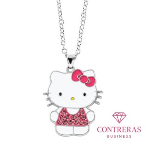 Cute Hello Kitty Pendant Necklace Pink Crystal Charm Jewelry for Girls and Women