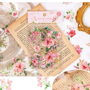 Sticker Fiori con lamina d'oro - Adesivi per scrapbooking, journaling, diari, decorazioni