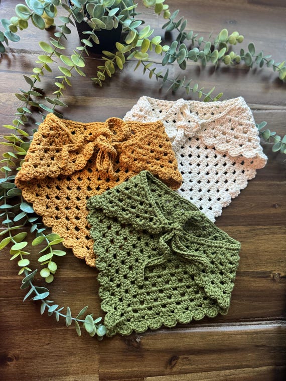 Adult/Baby Handmade Cotton Crochet Hair Bandana | Scalloped Boho bandana | Festival Headwear | summer Crochet Bandana | Hippie Headwear