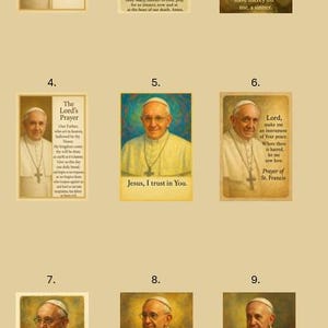 Cartão de Oração Católica do Papa Francisco – Tamanho de Bolso – Orações em Inglês – Presente para Imprimir e Impresso