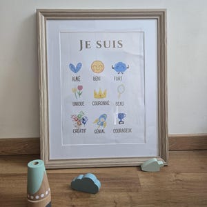 Póster cristiano infantil "Yo Soy" - Afirmaciones bíblicas positivas | Decoración de dormitorio cristiano | Descarga digital
