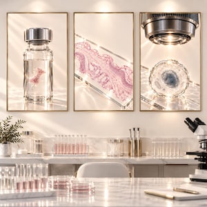 Mikroskopisk cellbiologi tryckset | Mikroskopglas | Molekylär labbdekor | Mikrobiologpresent