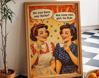 Retro Kitchen Wall Art | Funny Kitchen Wall Art | Sarcastic Housewife | Vintage Diner Poster | Bad Influence | Cooking Prints | Kitchen Art
