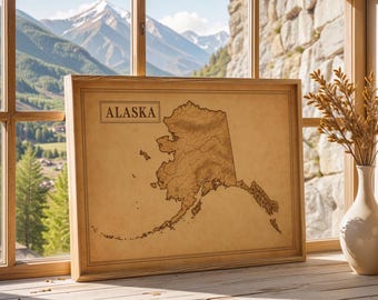 Alaska State Map Poster | Hand-Drawn Vintage Style Print - Etsy 日本