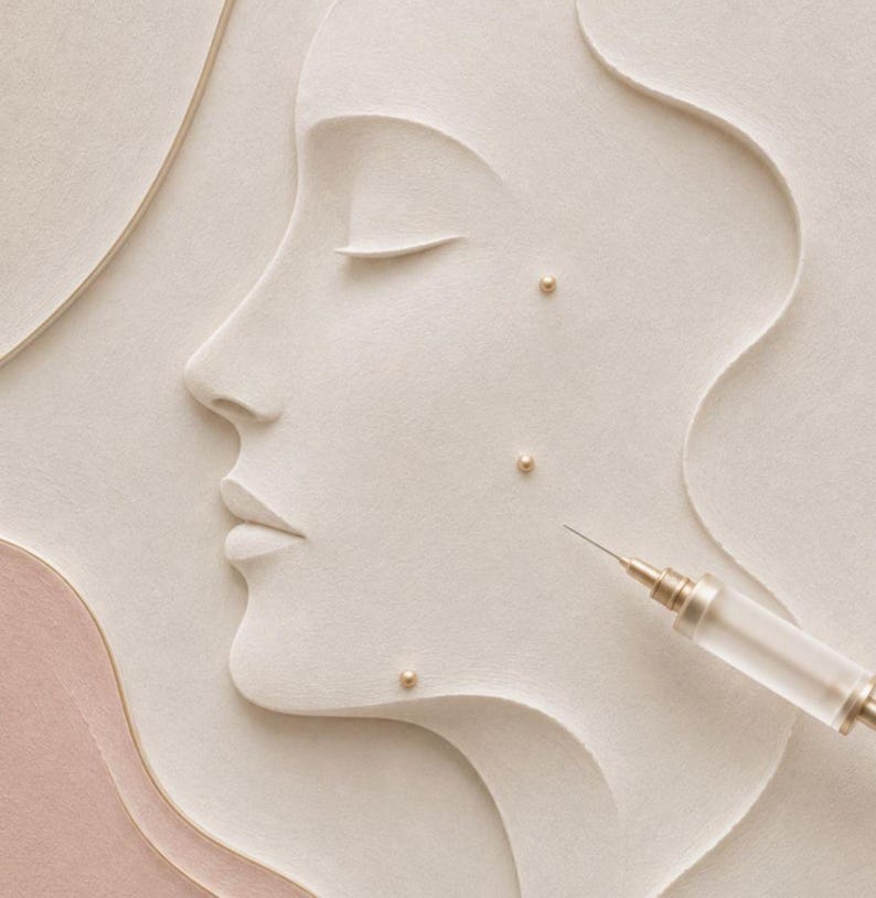 Botox Injector Med Spa väggkonst set om tre | estetisk klinikdekor | kosmetiska kliniktryck | neutral rouge guld | väntrumsreception bild 2