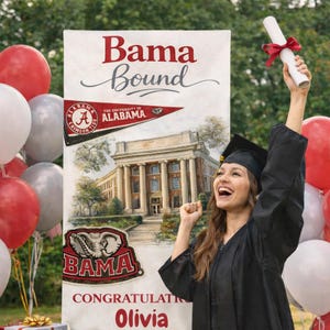 College Bound Banner | Graduation Party Banner | Fabric Banner Custom | Senior Grad Gift| College Acceptance Gifts | Custom College|Keepsake