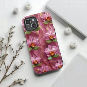 Pink Orchid iPhone Case – Tropical Floral Phone Cover, Glossy 3D Flower Art, Feminine Botanical Aesthetic, Gift for Her
