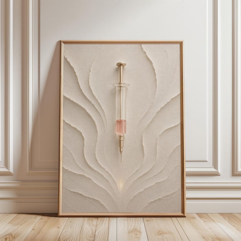 Botox Injector Med Spa väggkonst set om tre | estetisk klinikdekor | kosmetiska kliniktryck | neutral rouge guld | väntrumsreception bild 5