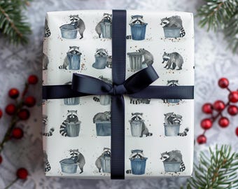 Raccoon Gift Wrap Papers - | Trash Panda | Raccoon in Trash | Whimsical Gift Wrap |  Birthday Gift Wrap, Funny Animal Wrap | Christmas Wrap