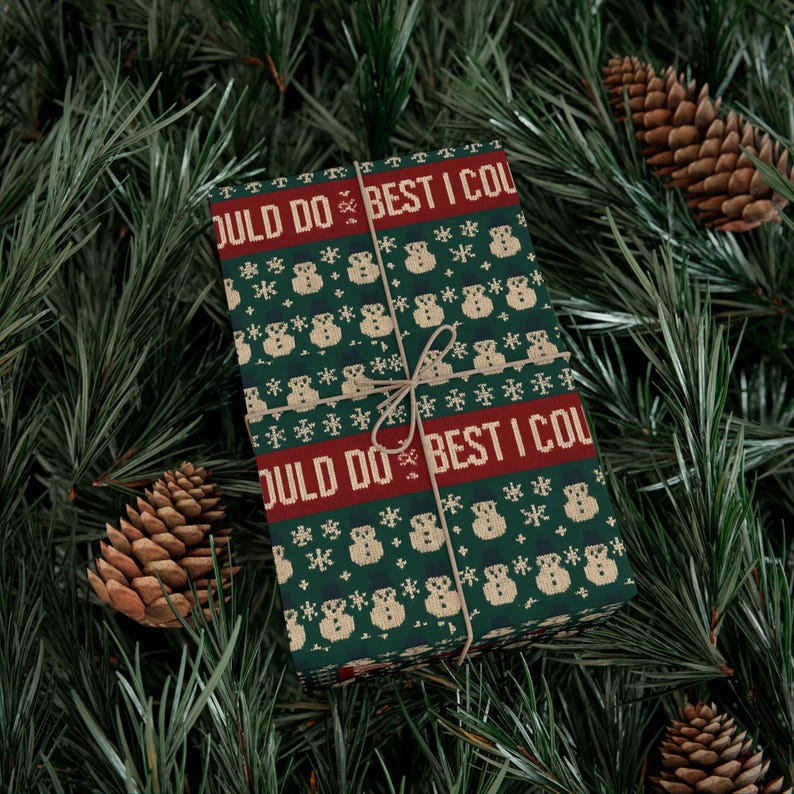 Funny Christmas Wrapping Paper | Ugly Sweater Gift | Sarcastic Holiday Present Wrap, Gag Gift Wrap for Xmas | White Elephant Gift Wrap image 7