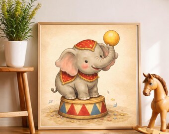 Decoración de habitación infantil de circo / Arte mural para habitación de bebé / Arte circense / Interior de circo / Estética circense vintage / Lámina artística de circo / Juego de 3