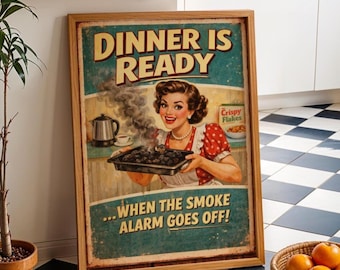 Décoration murale cuisine rétro | Décoration murale drôle de cuisine | Femme au foyer sarcastique | affiche vintage de salle à manger | Mauvaise influence | Impressions de cuisine | Art de la cuisine