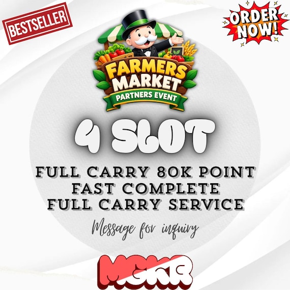 Monopoly GO! FARMERS MARKET Partners Event - 4x Slot - Full Carry 80K Points