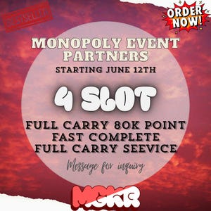 Monopoly GO! Event Partners Event - 4x Slot - Full Carry 80 000 poäng