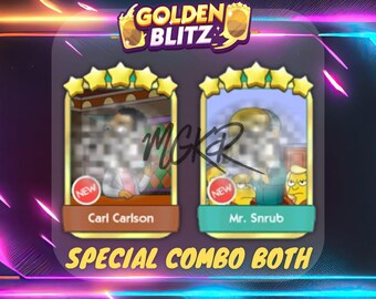 COMBO SPÉCIAL - Autocollants Golden Blitz - Carl Calson et M. Snrub Monopoly_GO
