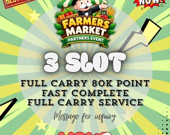 Monopoly_Go Bauernmarkt Partner - 3x Slot - Volle Reichweite 80.000 Punkte