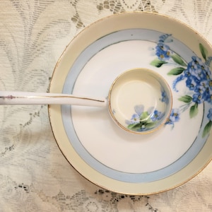 Hand-Painted Porcelain Condiment Bowl with Spoon, Vintage Nippon Japan