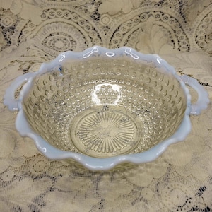 Vintage Anchor Hocking Moonstone Hobnail Opalescent Bowl