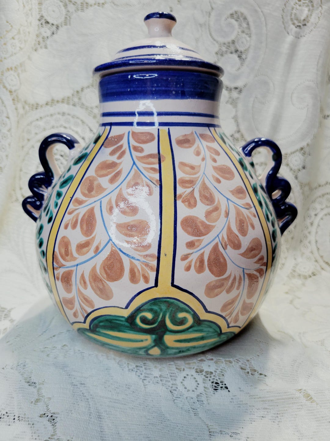 Talavera Pottery With Blue Ribbon Handles - Etsy