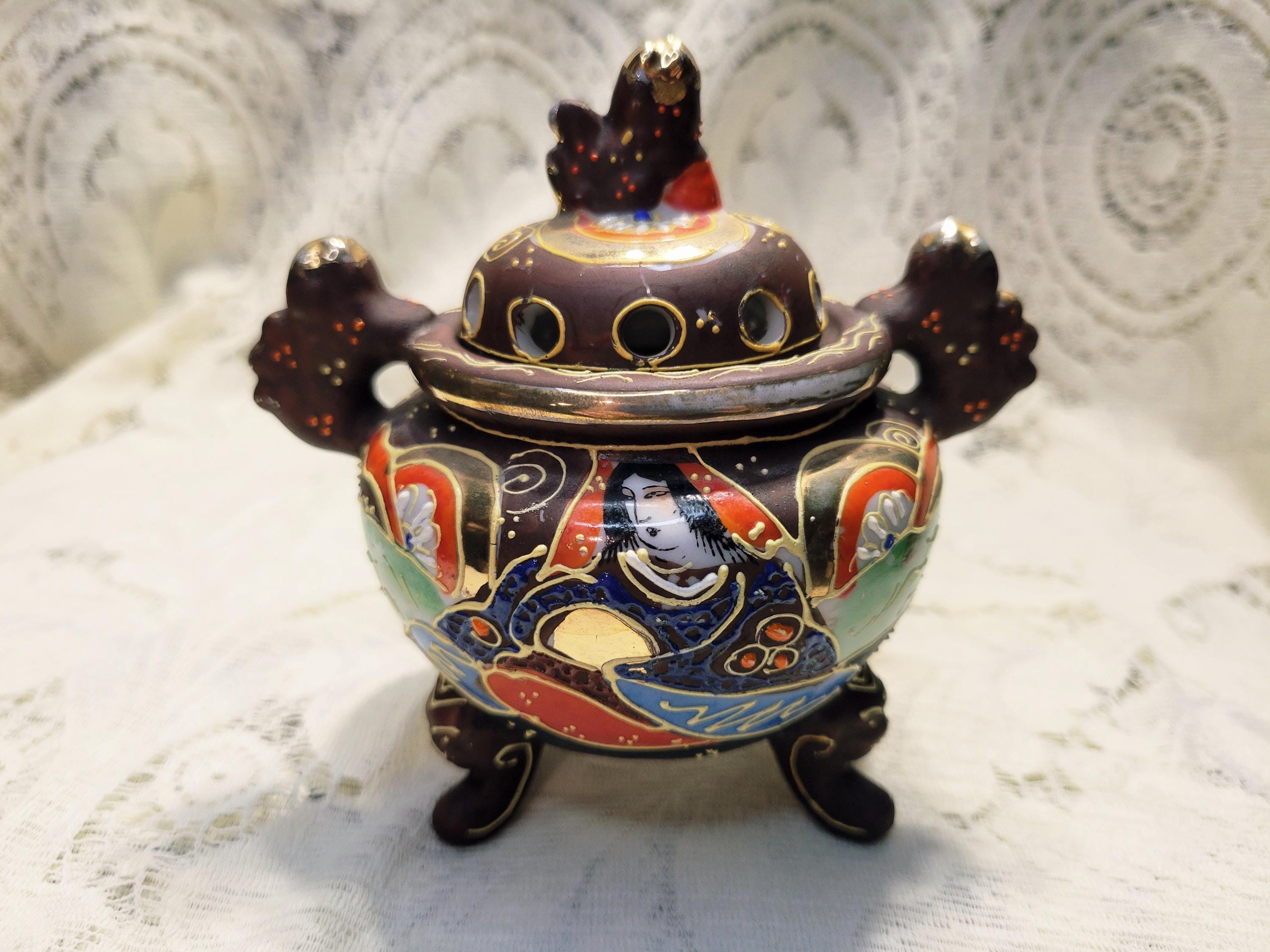 有田焼　香炉　Japanese antique incense burner Antique Japanese Bronze Censer Incense Burner Made in Japan