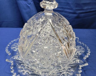 Antique Crystal Butter Dish from Imperial Glass Co