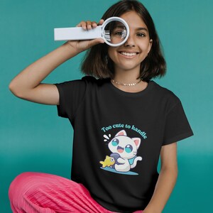 Too Cute to Handle Kids Tee, Adorable Cat T-Shirt, Fun Gift for Little Ones, Casual Wear, Birthday Present, Playdate Outfit
