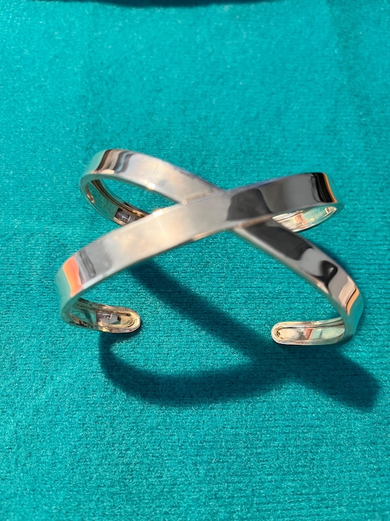 Sterling Silver Crossover Cuff Bracelet - image 1