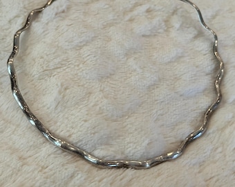 Vintage Sterling Silver Wavy Choker Collar Necklace
