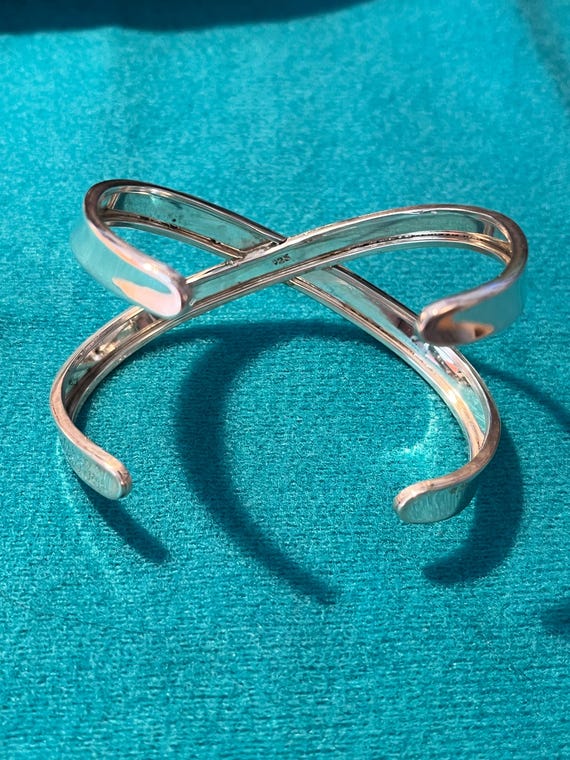 Sterling Silver Crossover Cuff Bracelet - image 4