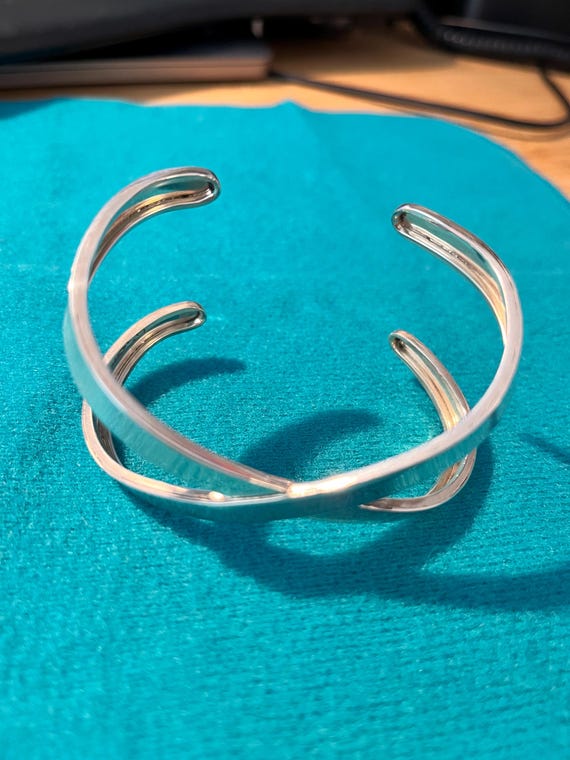 Sterling Silver Crossover Cuff Bracelet - image 2