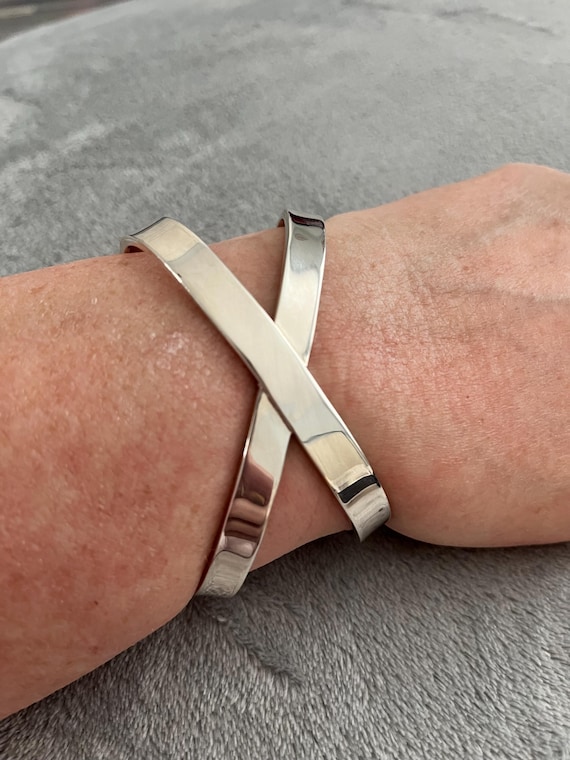 Sterling Silver Crossover Cuff Bracelet - image 8