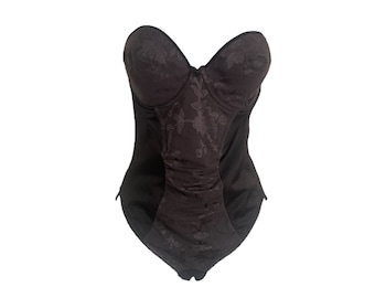 Body negro de los 90 Body negro transparente con cremallera de malla de los 90 Blusa grunge de festival Ver a través del cuerpo Con elástico gótico - M