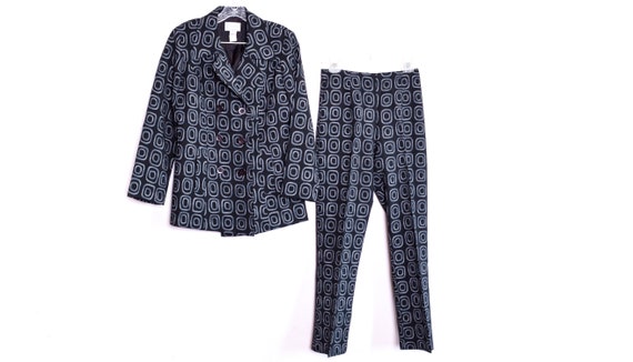 90s Two Piece Suit Black  Trousers + Coat XOXO US… - image 1