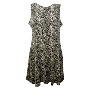 90&#39;s Animal Dress Slinky Stretchy Black Gray 1990s Boho Vintage Shift Mini Dress Slinky Stretchy Sleeveless Mini Dress  Size Small S
