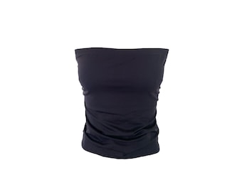 Top negro sin tirantes Y2K 90'Top Stretchy Crop Top Vintage 90's Festival Grunge Boho Gótico Negro Elástico Bodycon Blusa Mediana