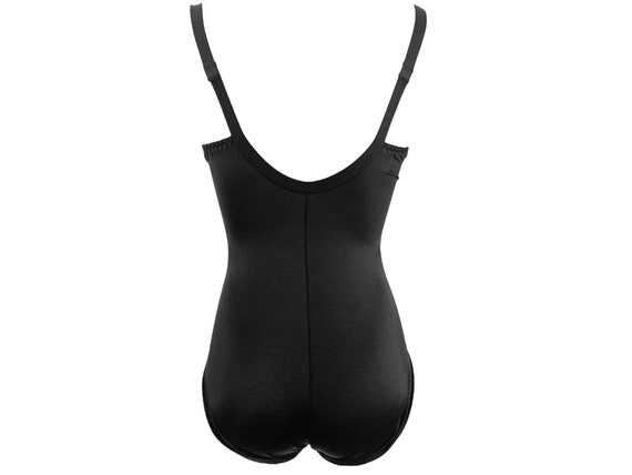 Frederick's of Hollywood Black Bodysuit 90's Flor… - image 10