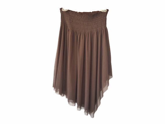 Y2K Skirt 00s Midi Brown High Waisted Boho Romant… - image 1