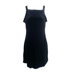 90er Jahre schwarzes Samt Minikleid Samt 90er Jahre Partykleid gerader Ausschnitt 1990er Jahre Grunge 90er Jahre Goth Vintage 90er Jahre schwarzes Minikleid Größe - Small S
