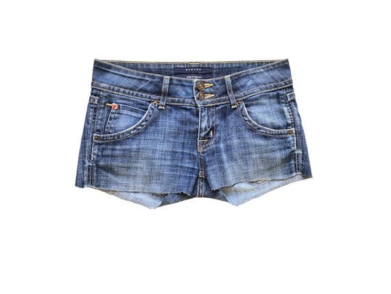 Y2K Denim Shorts Low Waisted Gray Jean Short 00s Mini Party
