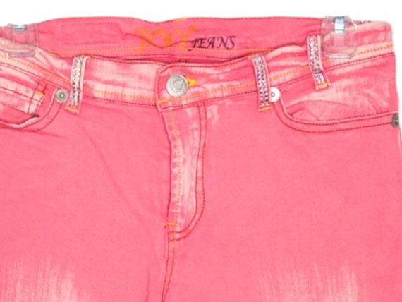 Y2K Pink Jeans Flare Denim Jeans Rhinestone Pocke… - image 5
