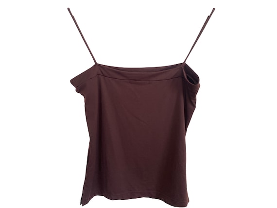 Brown 90's Bustier Tank Top Straight Neck Tank To… - image 3