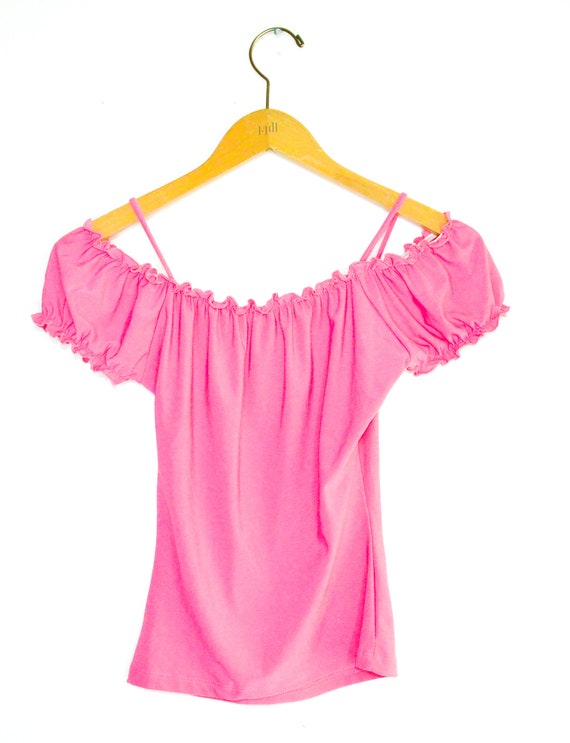 Y2K Pink Peasant Blouse Top 2000's Off The Should… - image 7