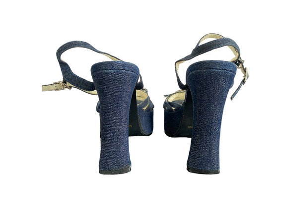 90's Denim Platform Sandal  90's Jean High Heels … - image 5